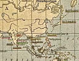 Map China and Far East Colonies during 17Th Century
