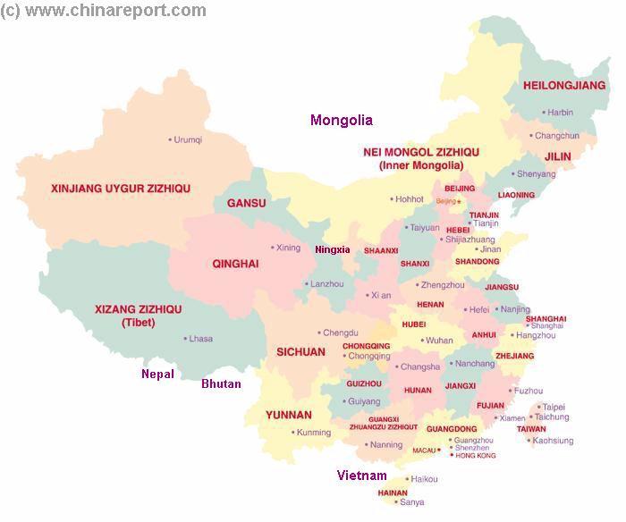 Quick Reference Map of China: