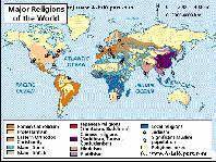 Major religions of the world map