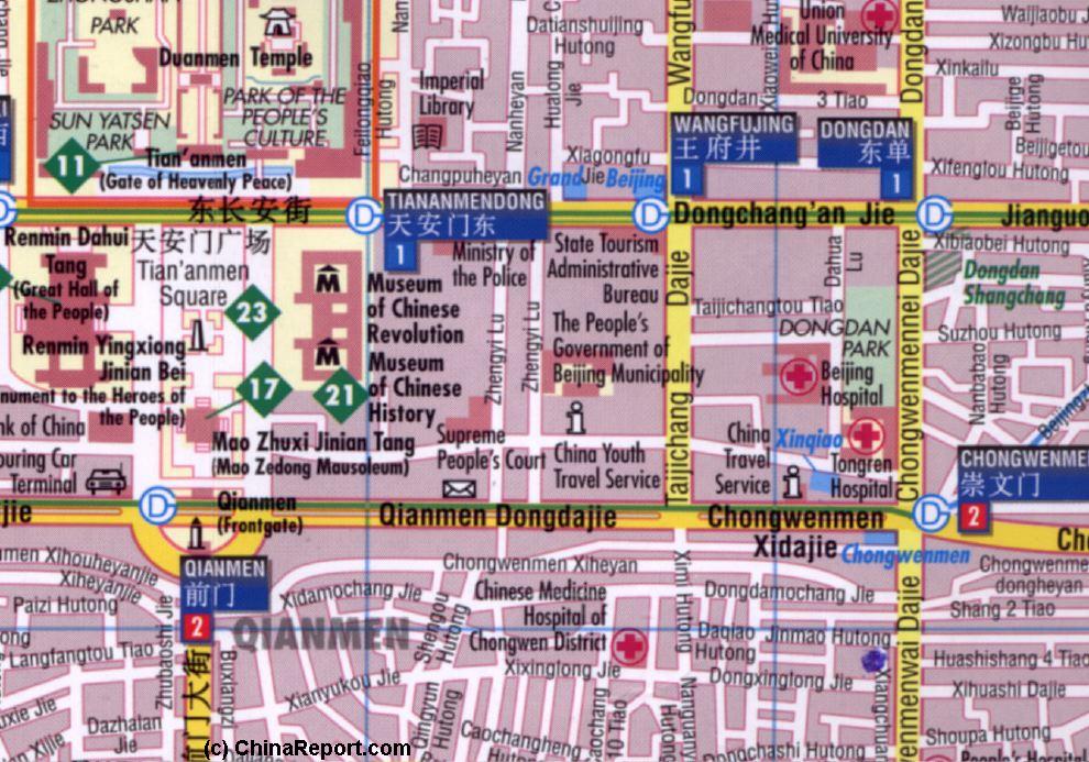 A Map of the Legation Quarter including Oriental Plaza and Dong Chang An Avenue ...