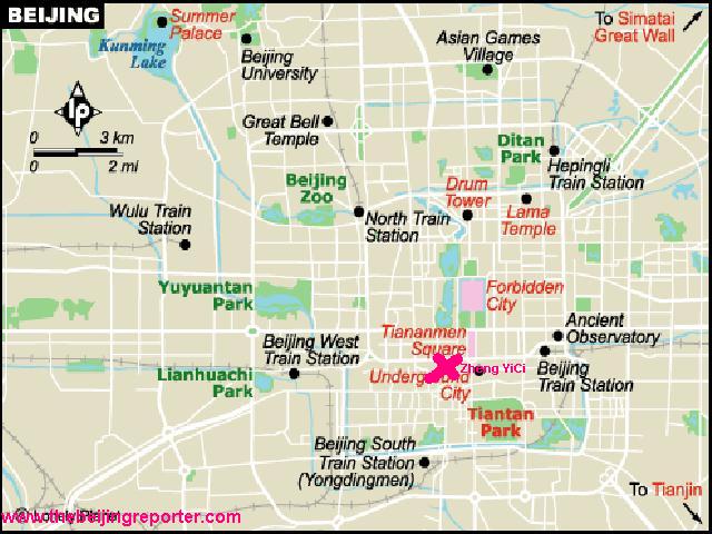 Click Map to Zoom on QianMen Area