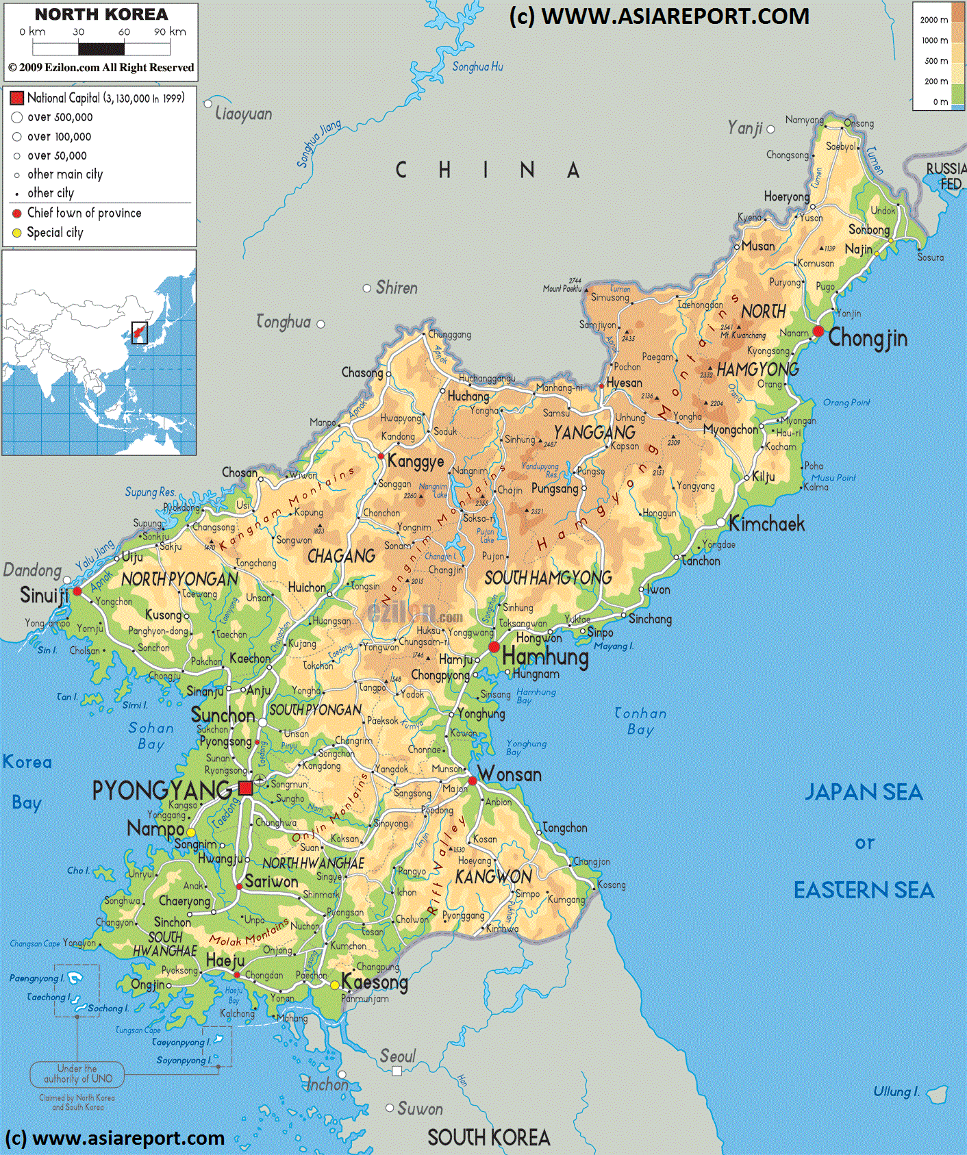 Map Geographic - Overview of North Korea (D.P.R.K.) 2A