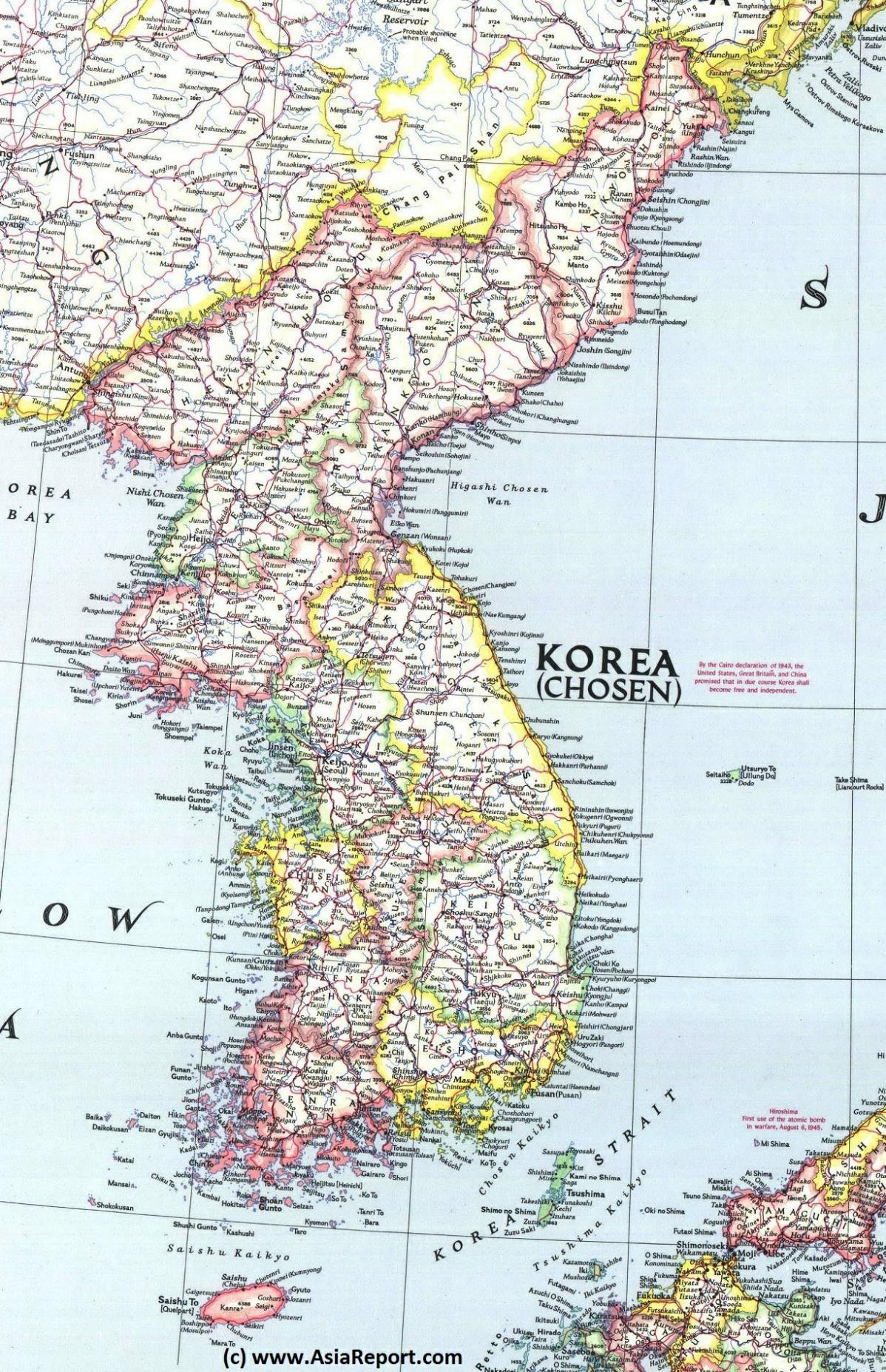 Click within Red Marker Line to Advance to Korea Map 1945 (higher resolution!)